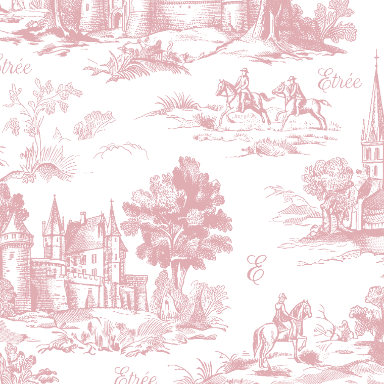 The Etrée toile — châteaux, riders and orchards